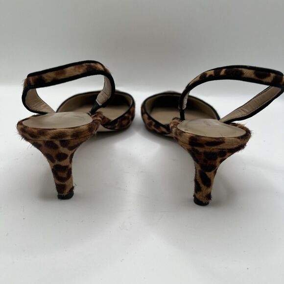 Ann Taylor Leopard Print Haircalf Slingback Pumps Size 7M Kitten Heel - Picture 5 of 14